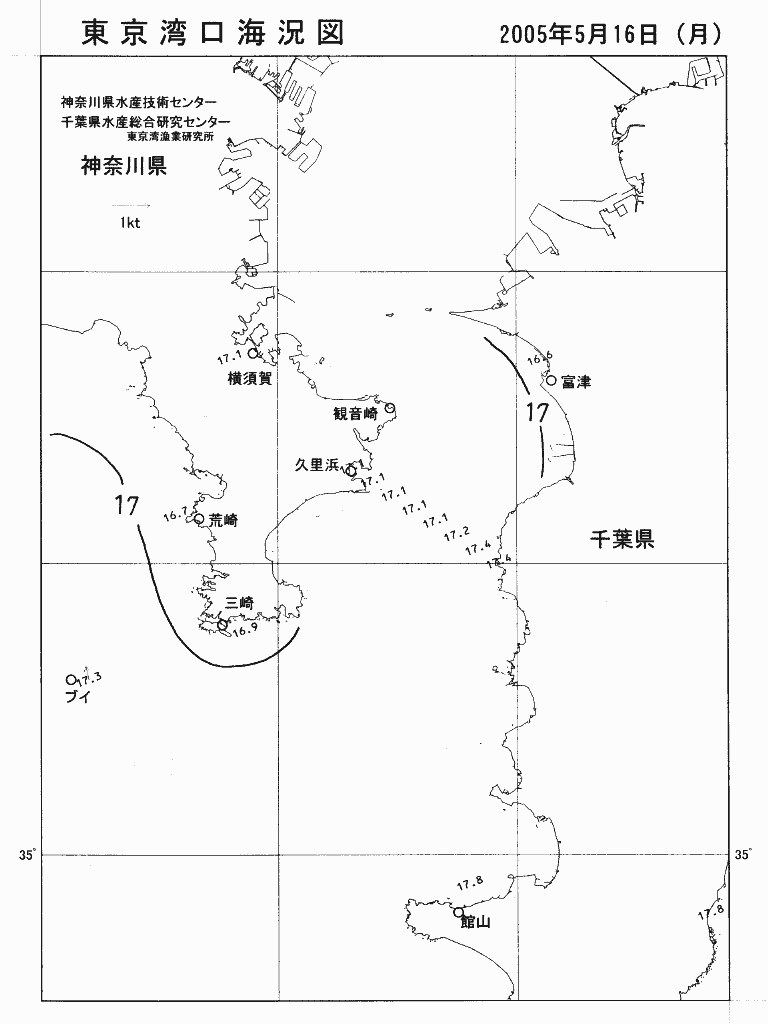 海況図, 東京湾口海況図 検索結果, (水温分布 等を図示)