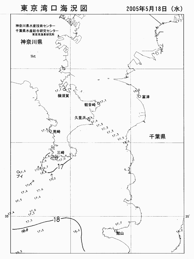 海況図, 東京湾口海況図 検索結果, (水温分布 等を図示)