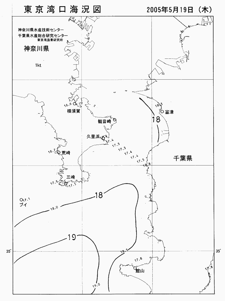 海況図, 東京湾口海況図 検索結果, (水温分布 等を図示)