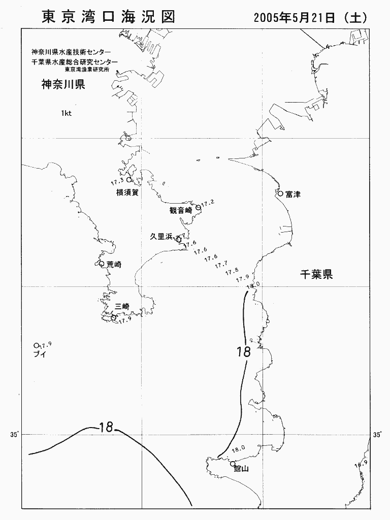 海況図, 東京湾口海況図 検索結果, (水温分布 等を図示)