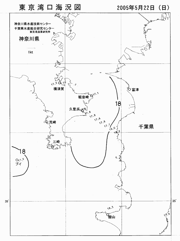 海況図, 東京湾口海況図 検索結果, (水温分布 等を図示)