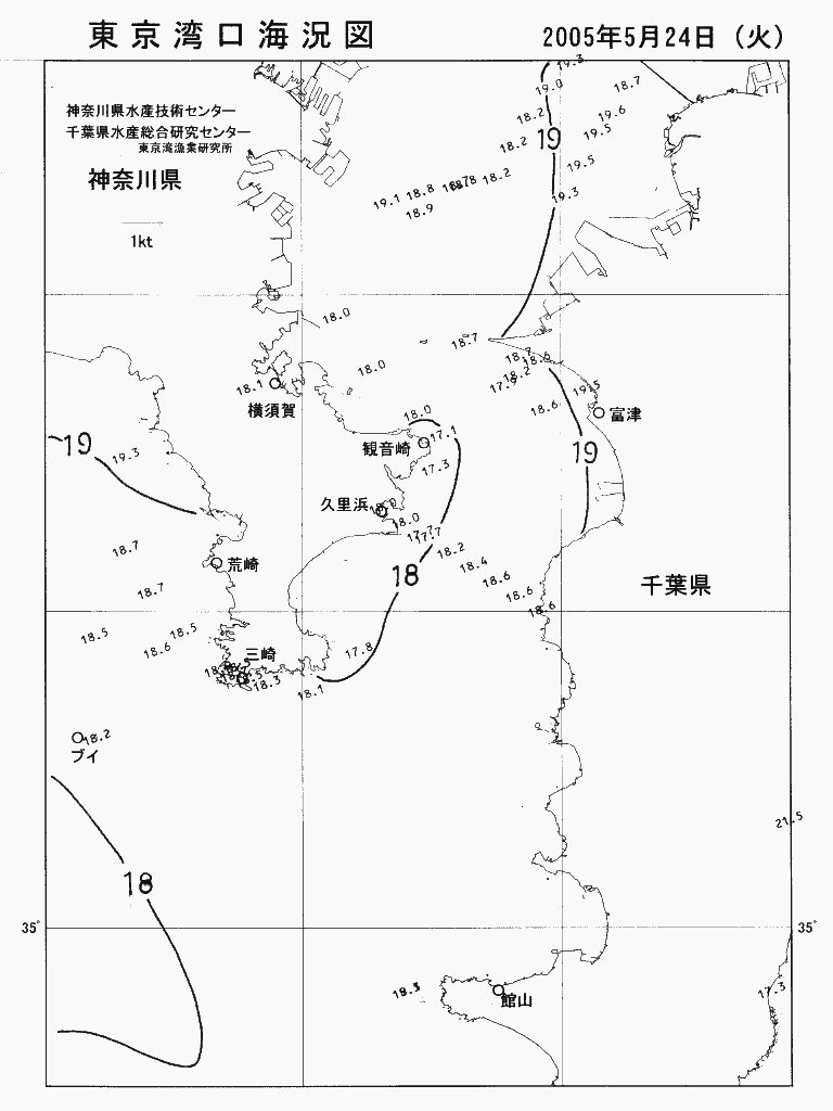 海況図, 東京湾口海況図 検索結果, (水温分布 等を図示)