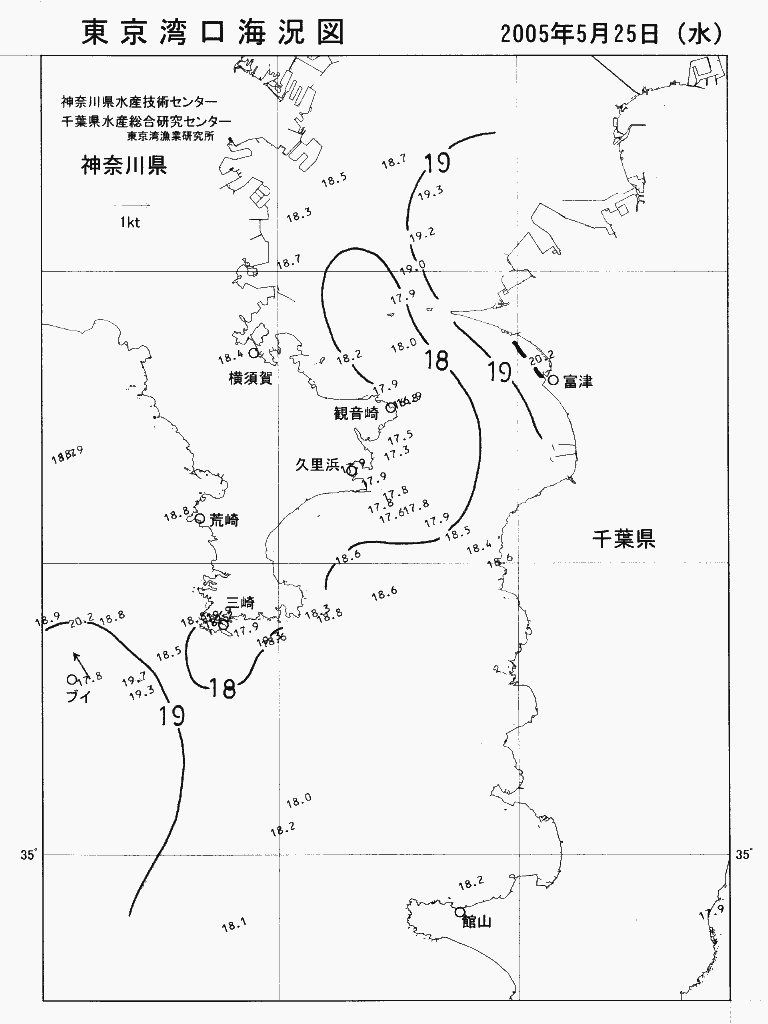 海況図, 東京湾口海況図 検索結果, (水温分布 等を図示)