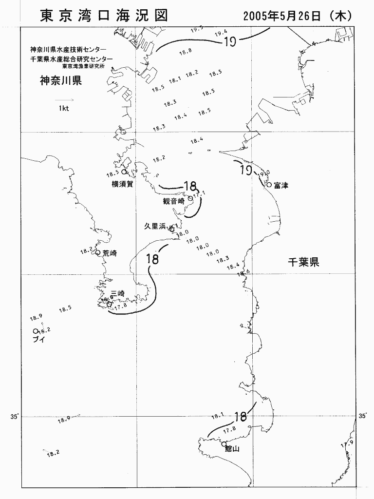 海況図, 東京湾口海況図 検索結果, (水温分布 等を図示)