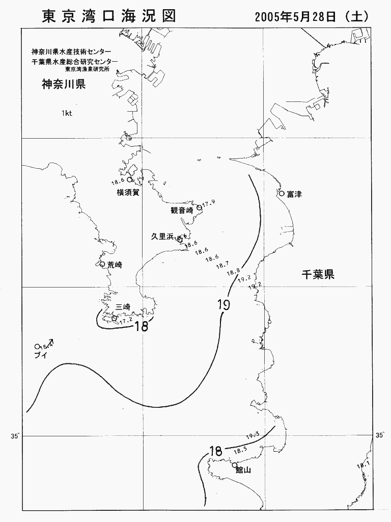 海況図, 東京湾口海況図 検索結果, (水温分布 等を図示)