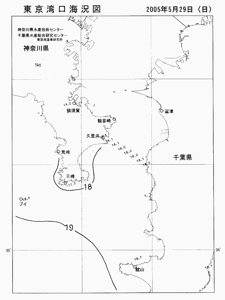 海況図, 東京湾口海況図 検索結果, (水温分布 等を図示)