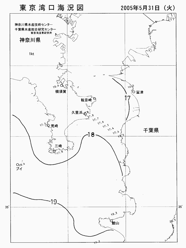 海況図, 東京湾口海況図 検索結果, (水温分布 等を図示)