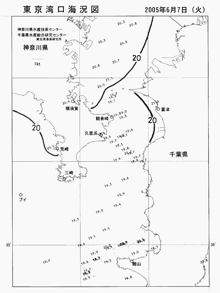 海況図, 東京湾口海況図 検索結果, (水温分布 等を図示)
