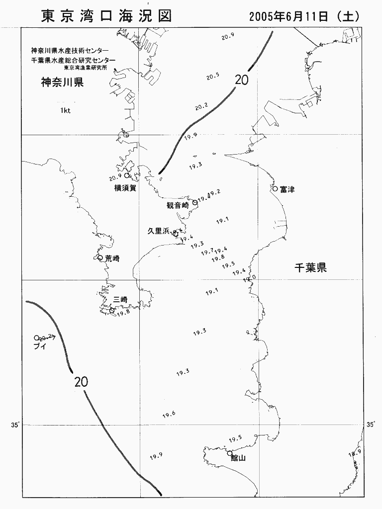 海況図, 東京湾口海況図 検索結果, (水温分布 等を図示)