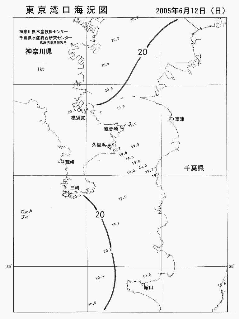 海況図, 東京湾口海況図 検索結果, (水温分布 等を図示)