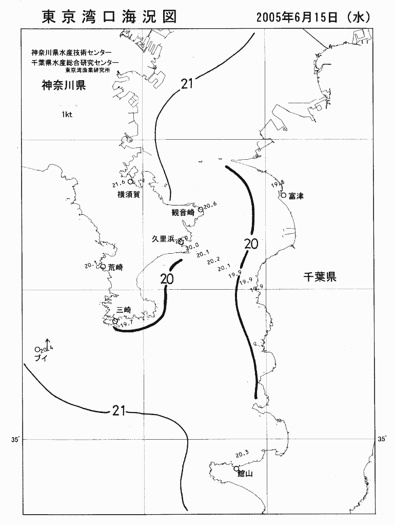 海況図, 東京湾口海況図 検索結果, (水温分布 等を図示)