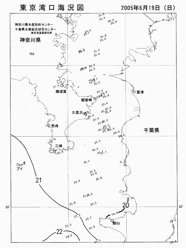 海況図, 東京湾口海況図 検索結果, (水温分布 等を図示)
