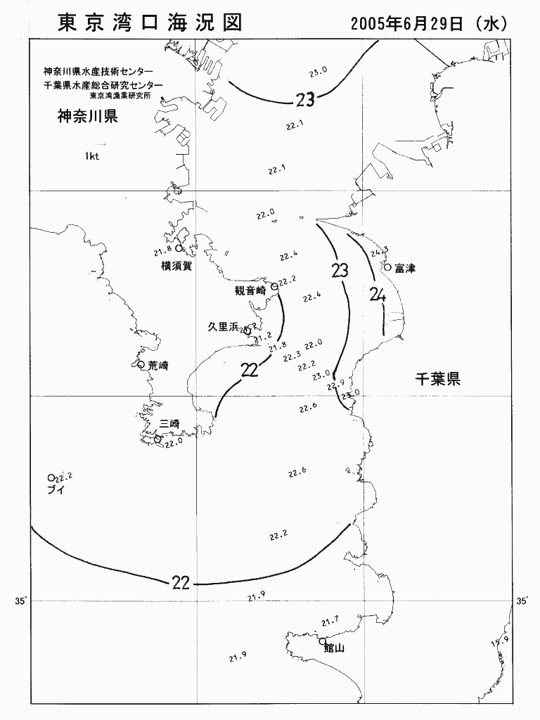 海況図, 東京湾口海況図 検索結果, (水温分布 等を図示)