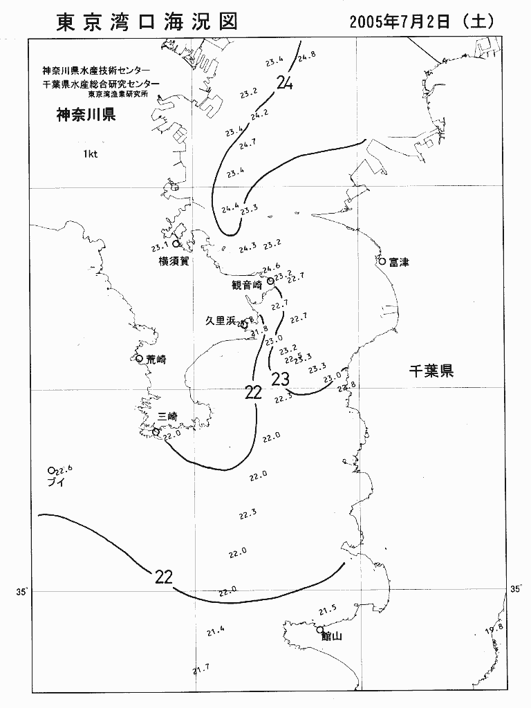 海況図, 東京湾口海況図 検索結果, (水温分布 等を図示)