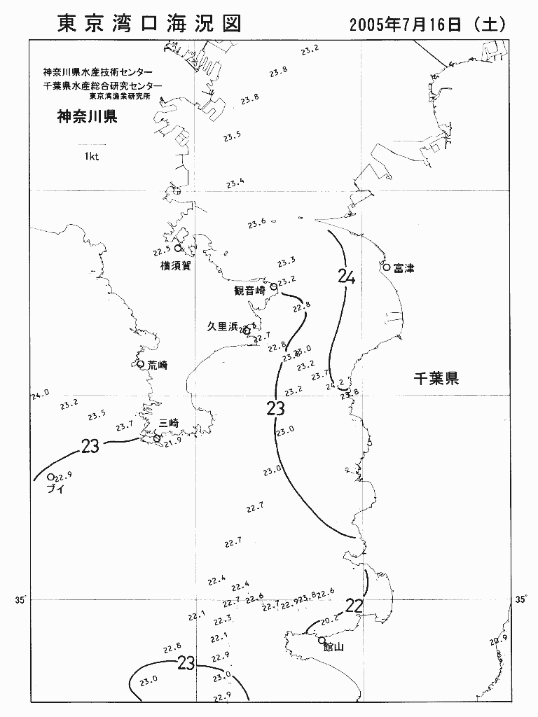 海況図, 東京湾口海況図 検索結果, (水温分布 等を図示)