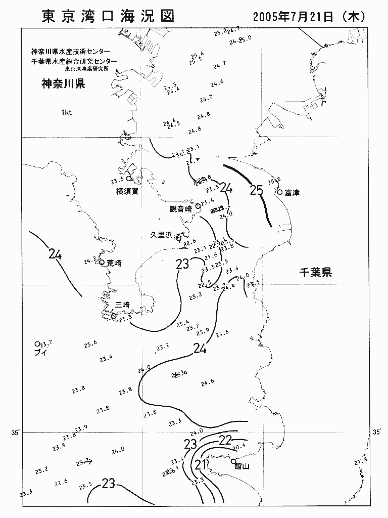海況図, 東京湾口海況図 検索結果, (水温分布 等を図示)