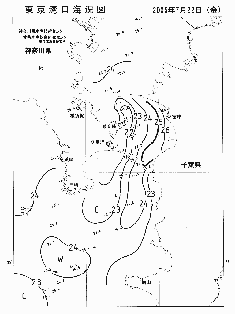 海況図, 東京湾口海況図 検索結果, (水温分布 等を図示)