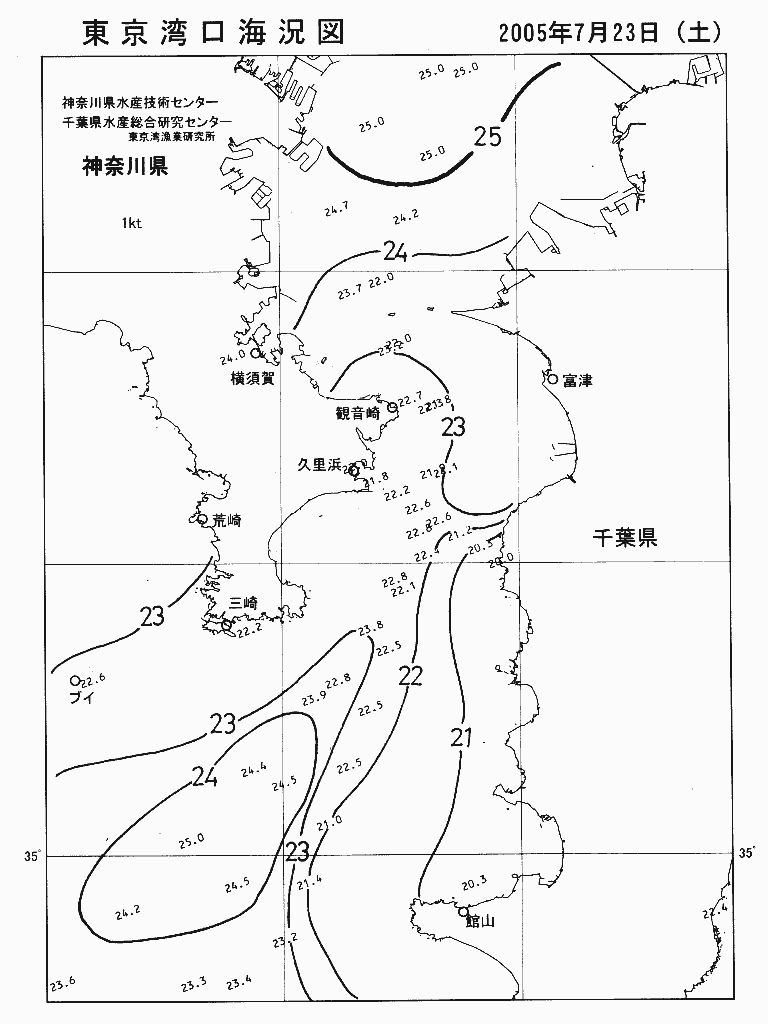 海況図, 東京湾口海況図 検索結果, (水温分布 等を図示)
