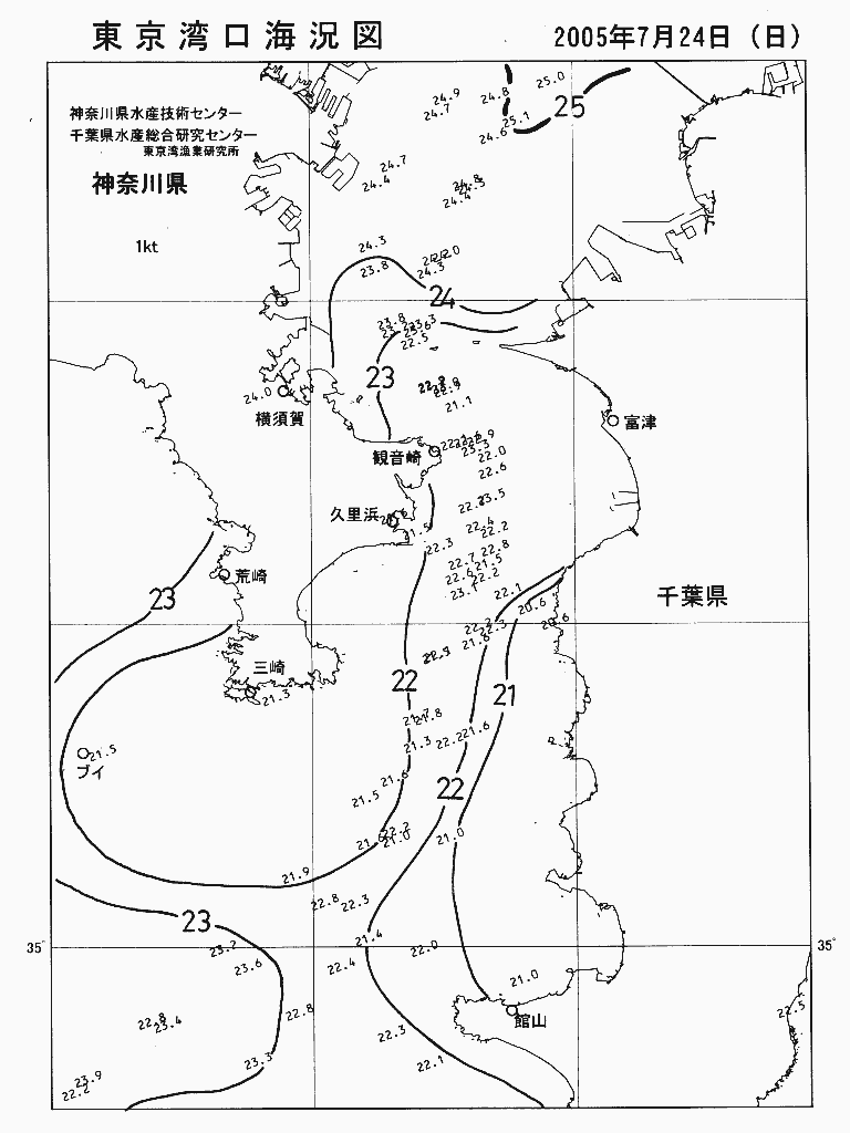 海況図, 東京湾口海況図 検索結果, (水温分布 等を図示)