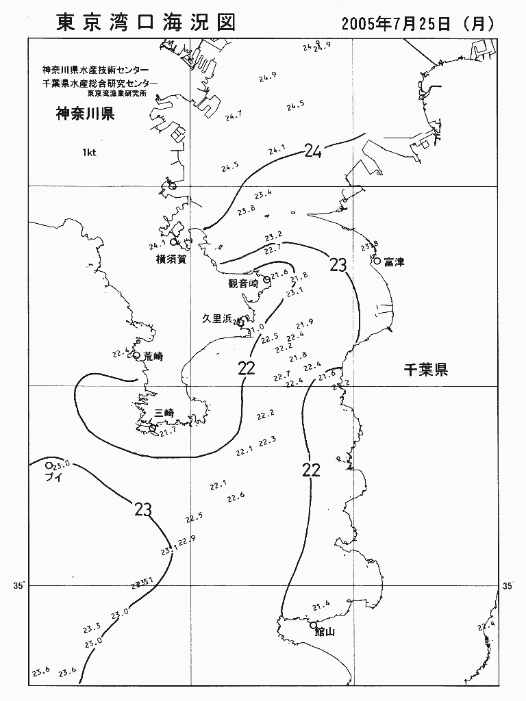 海況図, 東京湾口海況図 検索結果, (水温分布 等を図示)