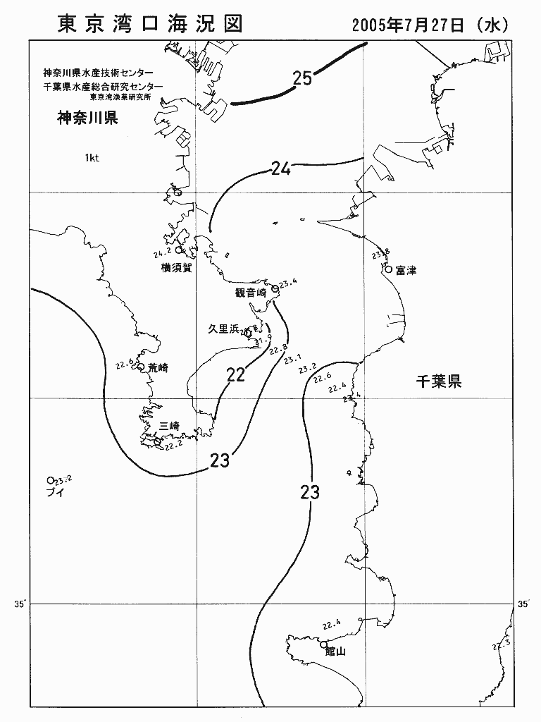 海況図, 東京湾口海況図 検索結果, (水温分布 等を図示)