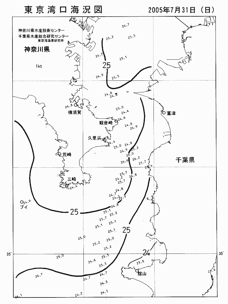 海況図, 東京湾口海況図 検索結果, (水温分布 等を図示)