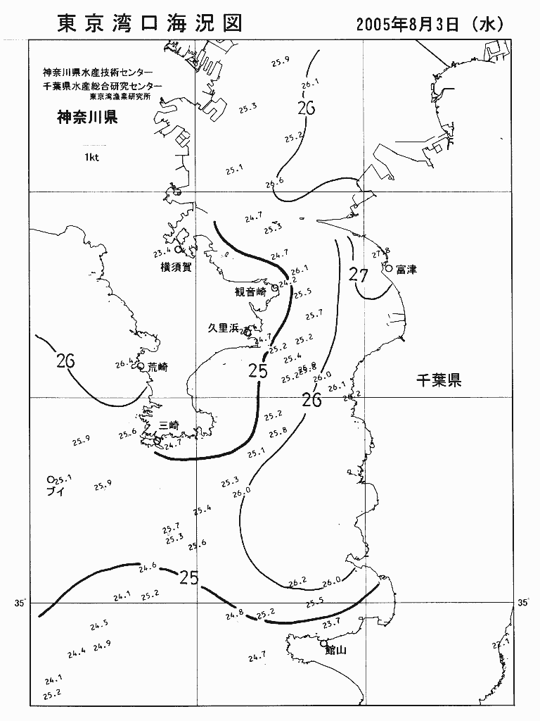 海況図, 東京湾口海況図 検索結果, (水温分布 等を図示)