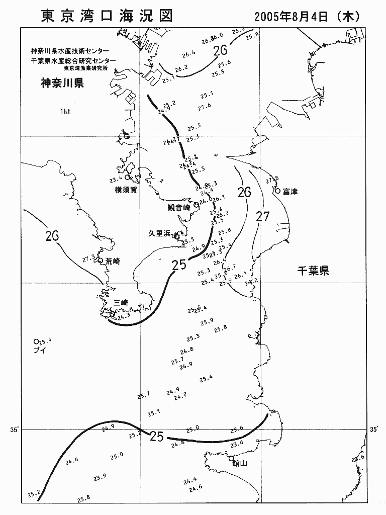 海況図, 東京湾口海況図 検索結果, (水温分布 等を図示)