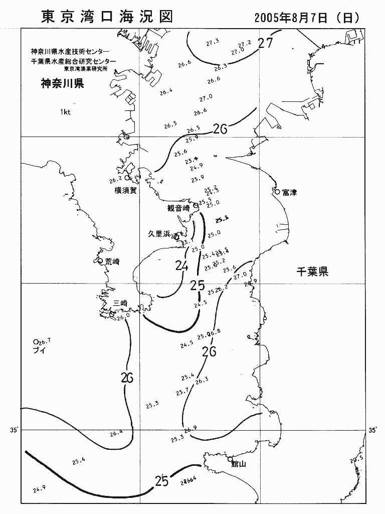 海況図, 東京湾口海況図 検索結果, (水温分布 等を図示)