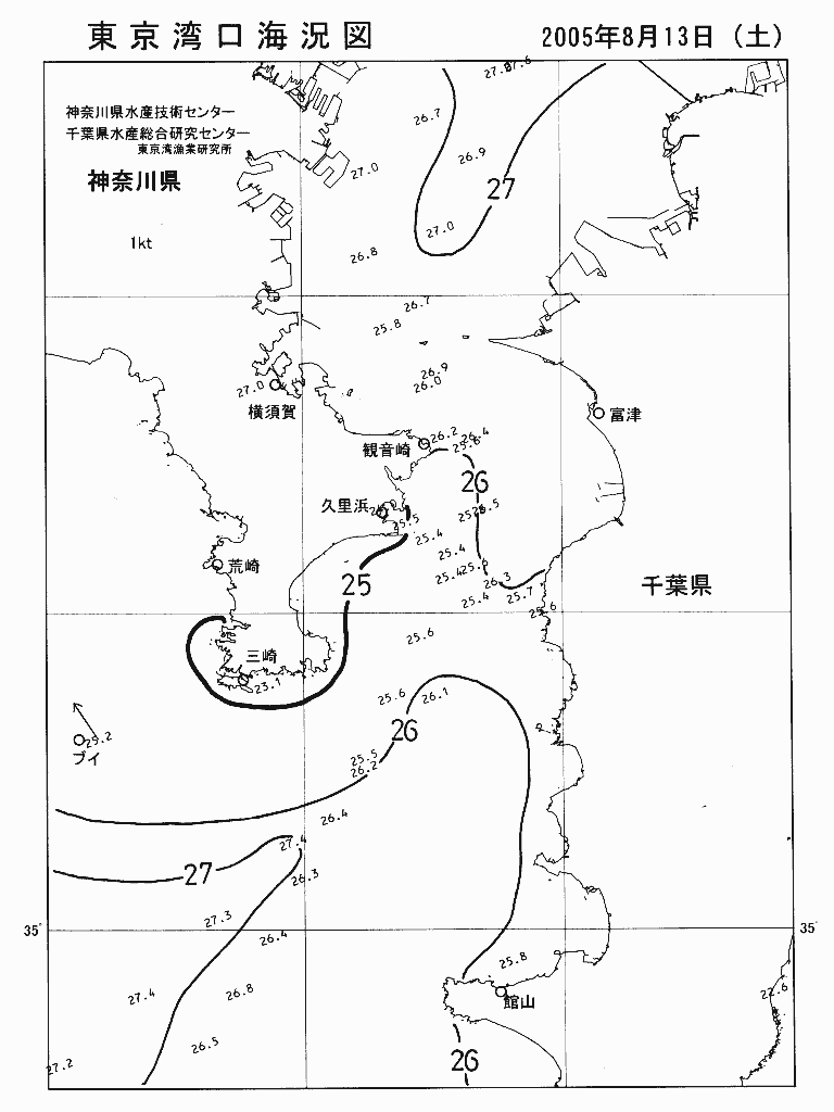 海況図, 東京湾口海況図 検索結果, (水温分布 等を図示)