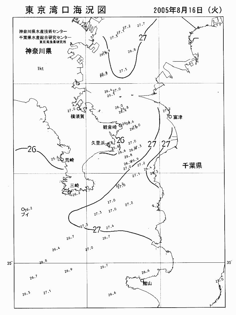 海況図, 東京湾口海況図 検索結果, (水温分布 等を図示)