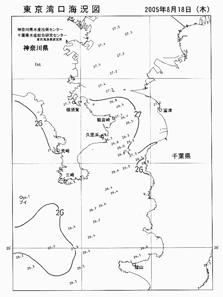 海況図, 東京湾口海況図 検索結果, (水温分布 等を図示)