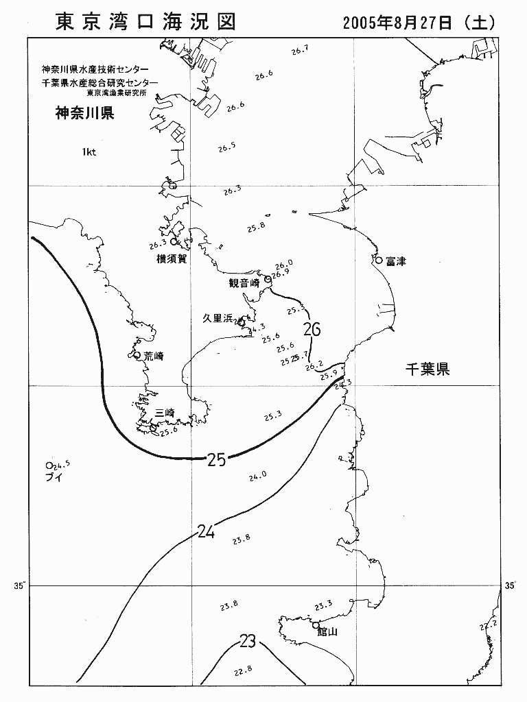 海況図, 東京湾口海況図 検索結果, (水温分布 等を図示)