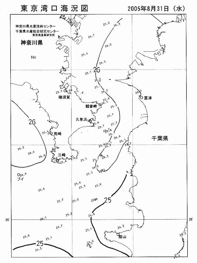 海況図, 東京湾口海況図 検索結果, (水温分布 等を図示)