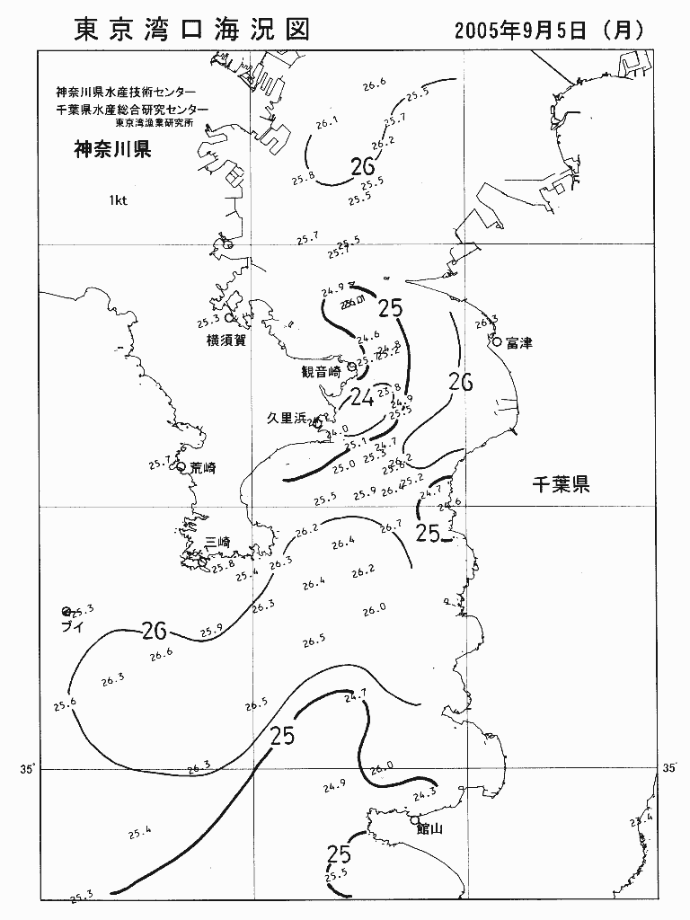 海況図, 東京湾口海況図 検索結果, (水温分布 等を図示)