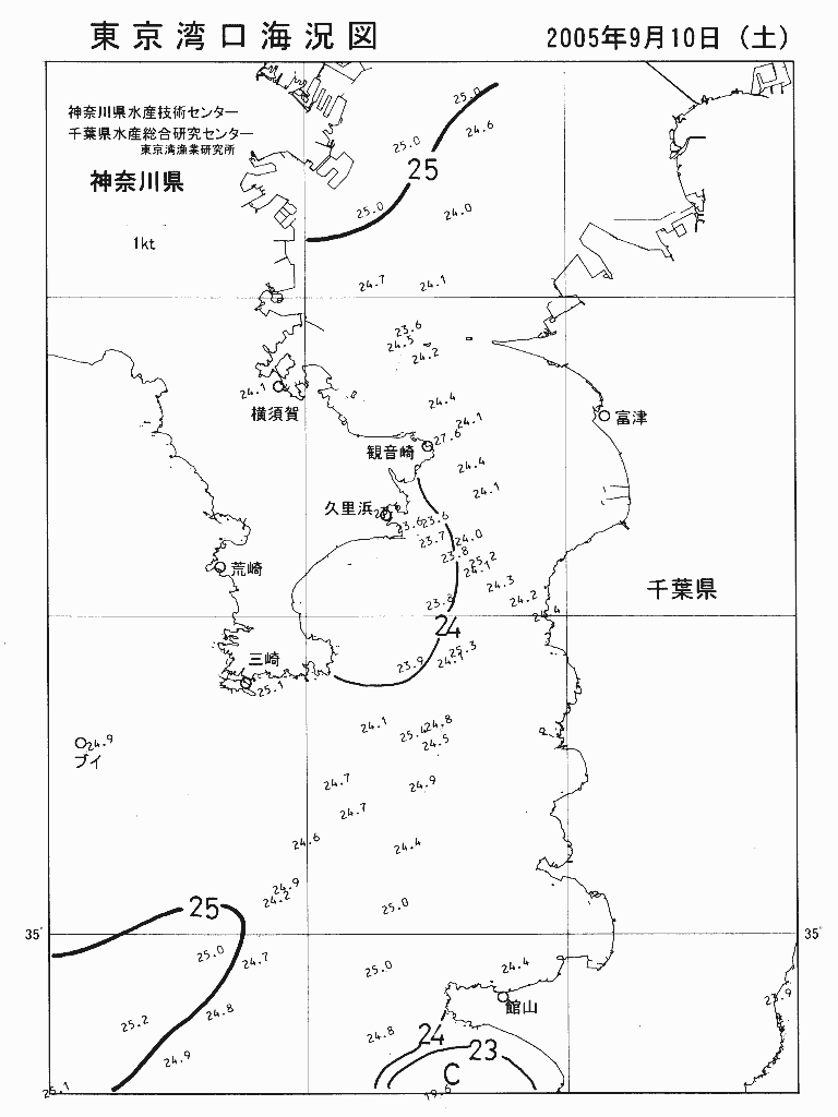 海況図, 東京湾口海況図 検索結果, (水温分布 等を図示)