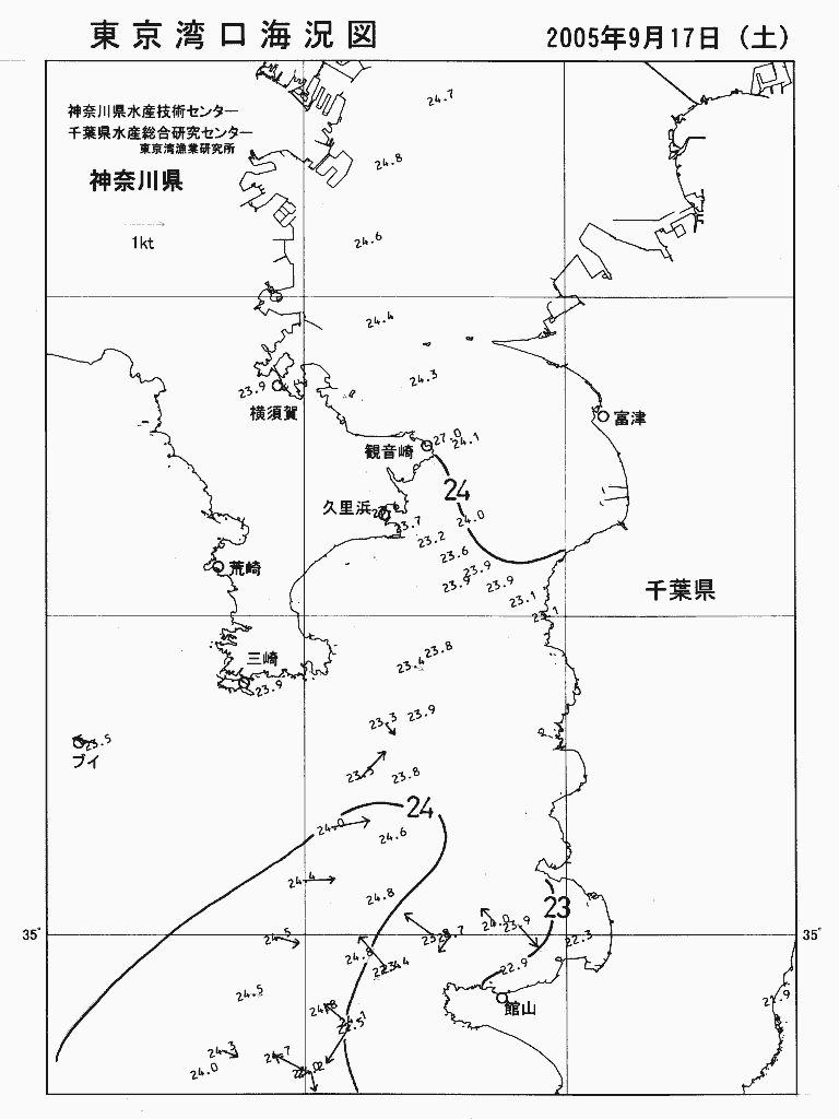 海況図, 東京湾口海況図 検索結果, (水温分布 等を図示)