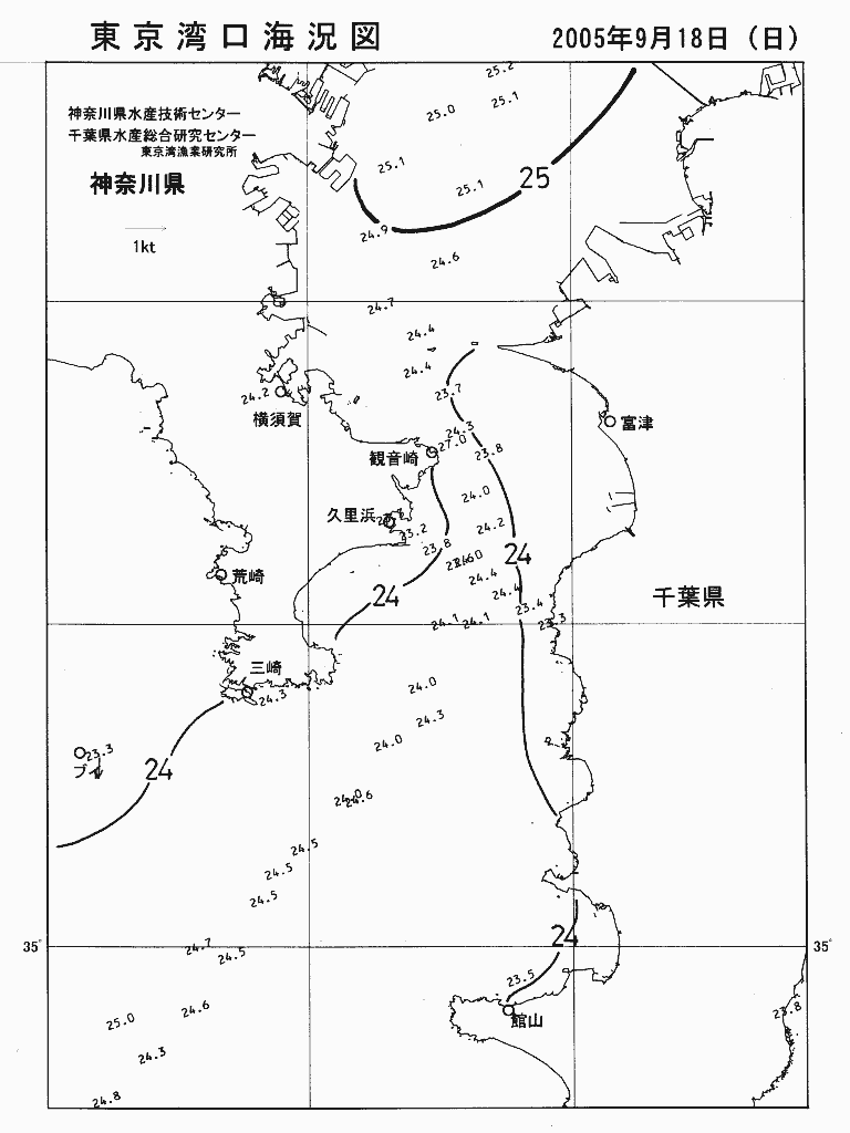 海況図, 東京湾口海況図 検索結果, (水温分布 等を図示)