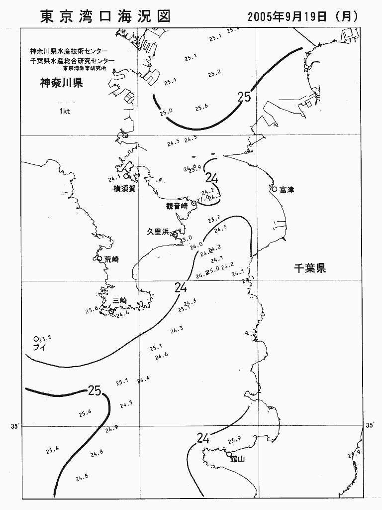 海況図, 東京湾口海況図 検索結果, (水温分布 等を図示)