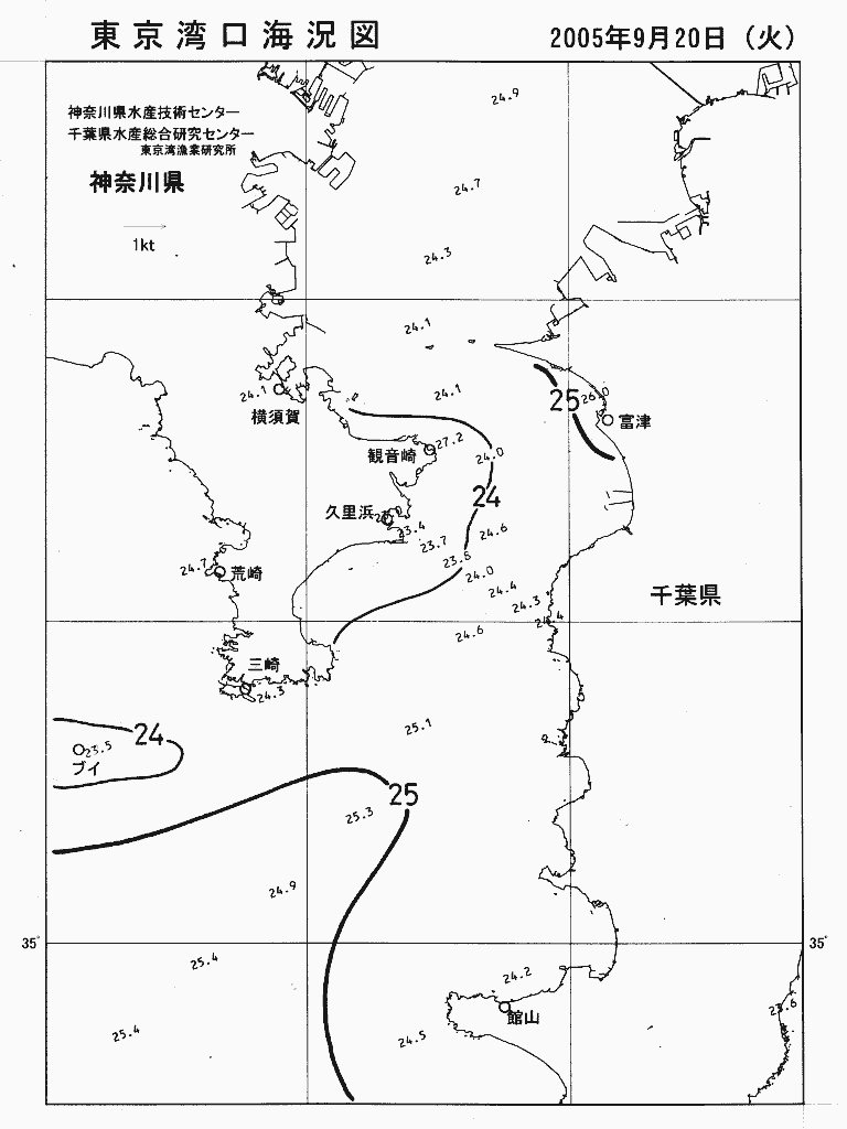 海況図, 東京湾口海況図 検索結果, (水温分布 等を図示)