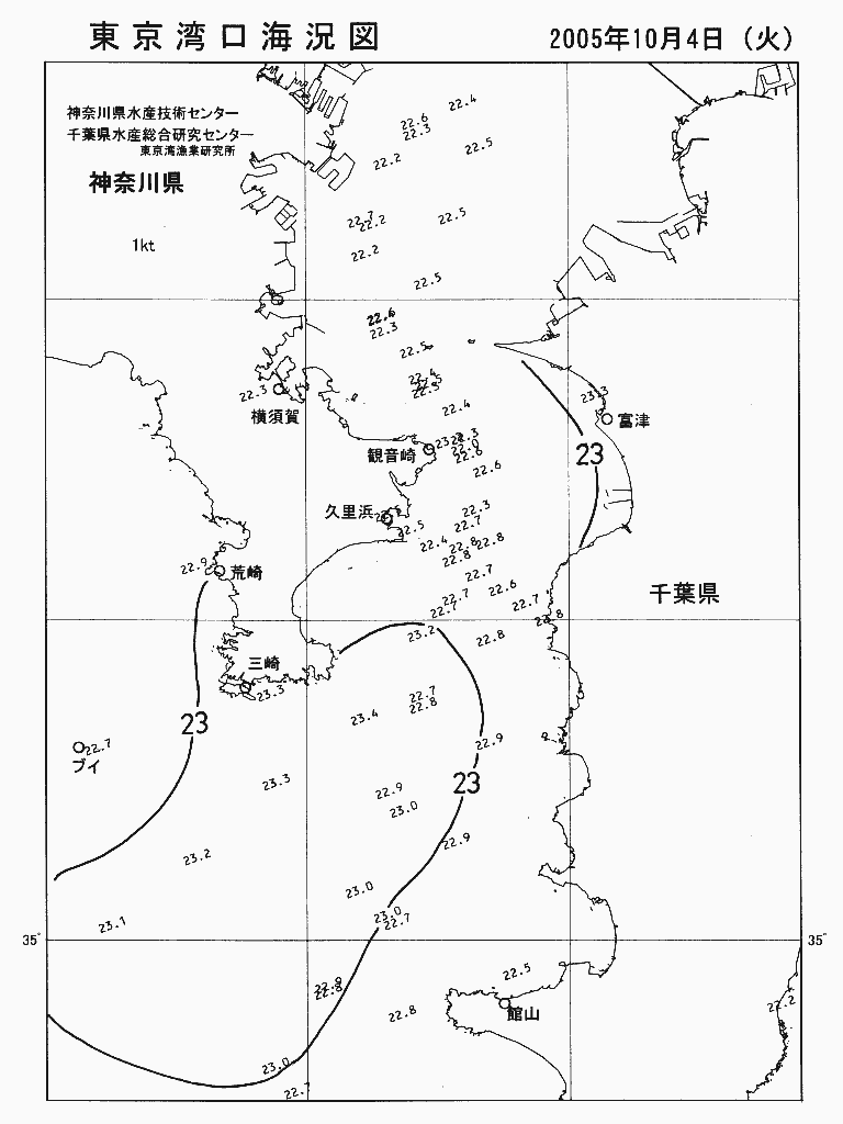海況図, 東京湾口海況図 検索結果, (水温分布 等を図示)