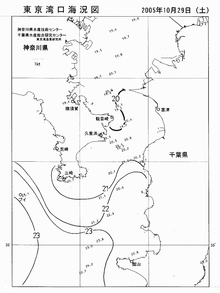 海況図, 東京湾口海況図 検索結果, (水温分布 等を図示)