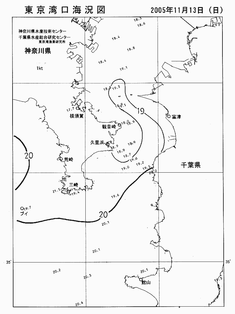 海況図, 東京湾口海況図 検索結果, (水温分布 等を図示)