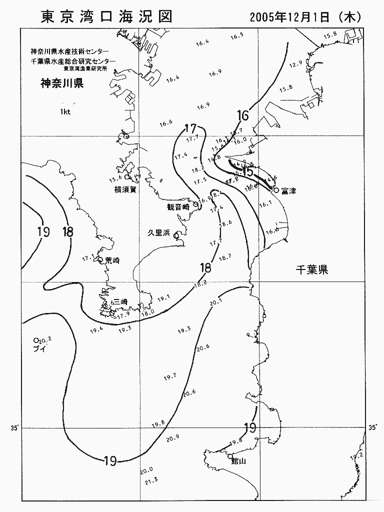 海況図, 東京湾口海況図 検索結果, (水温分布 等を図示)