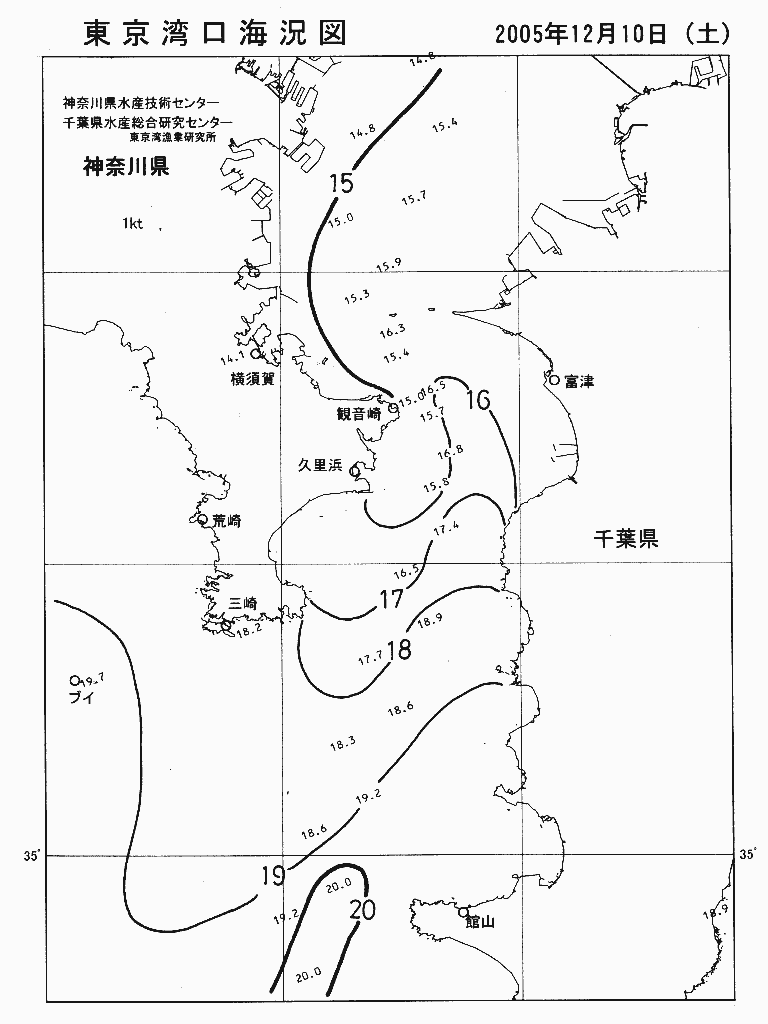海況図, 東京湾口海況図 検索結果, (水温分布 等を図示)