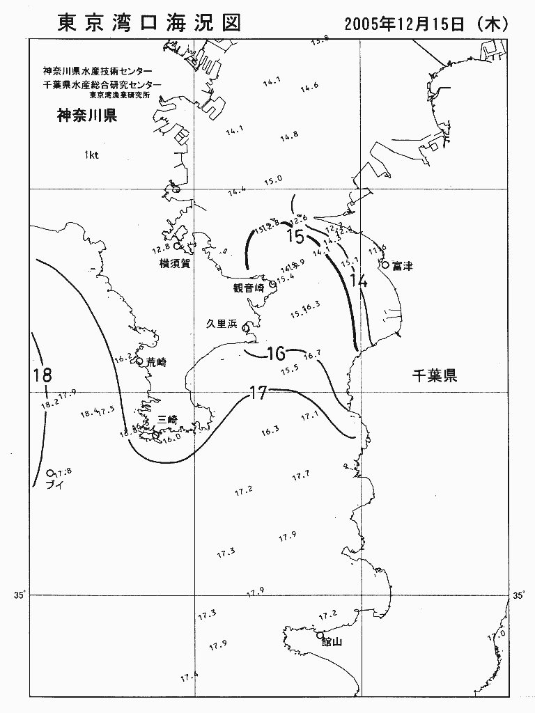 海況図, 東京湾口海況図 検索結果, (水温分布 等を図示)