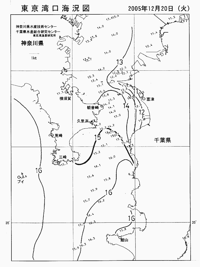 海況図, 東京湾口海況図 検索結果, (水温分布 等を図示)