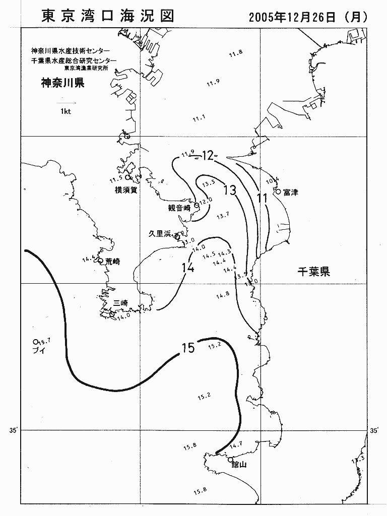 海況図, 東京湾口海況図 検索結果, (水温分布 等を図示)
