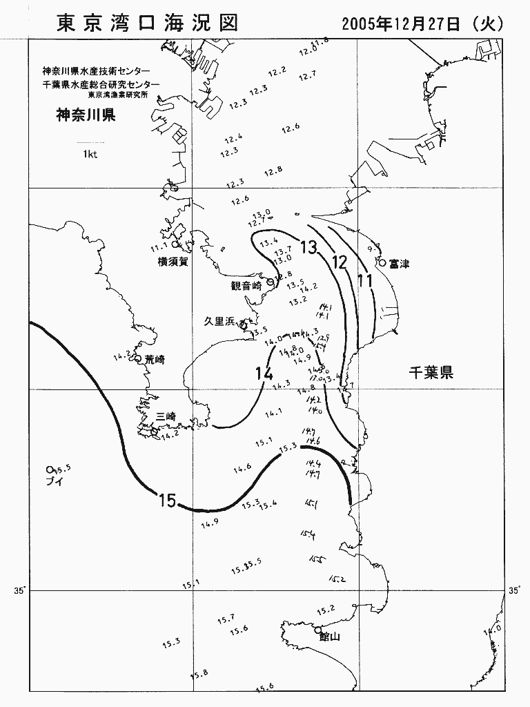 海況図, 東京湾口海況図 検索結果, (水温分布 等を図示)