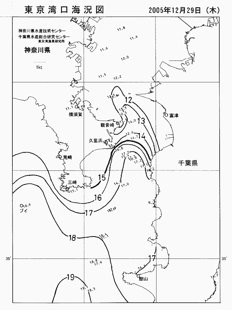 海況図, 東京湾口海況図 検索結果, (水温分布 等を図示)